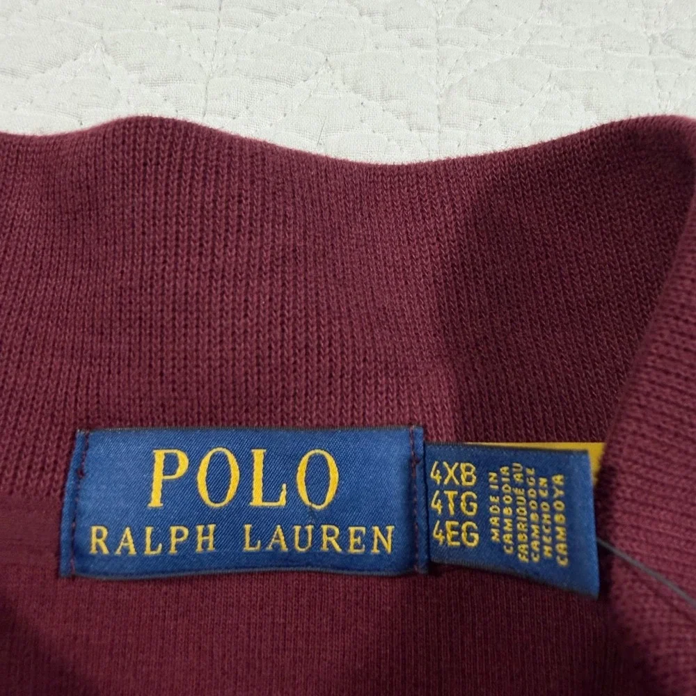 NWT Polo‎ Ralph Lauren Mens Burgundy 4XB 4TG Quarter Zip Long Sleeve Sweater